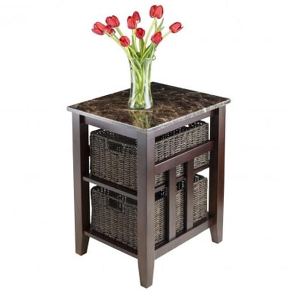 Winsome Winsome 76320 Zoey Side Table Faux Marble Top with 2 Baskets 76320 - main